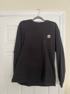 Carhartt Black Long Sleeve Pocket Tee with Logo Patch